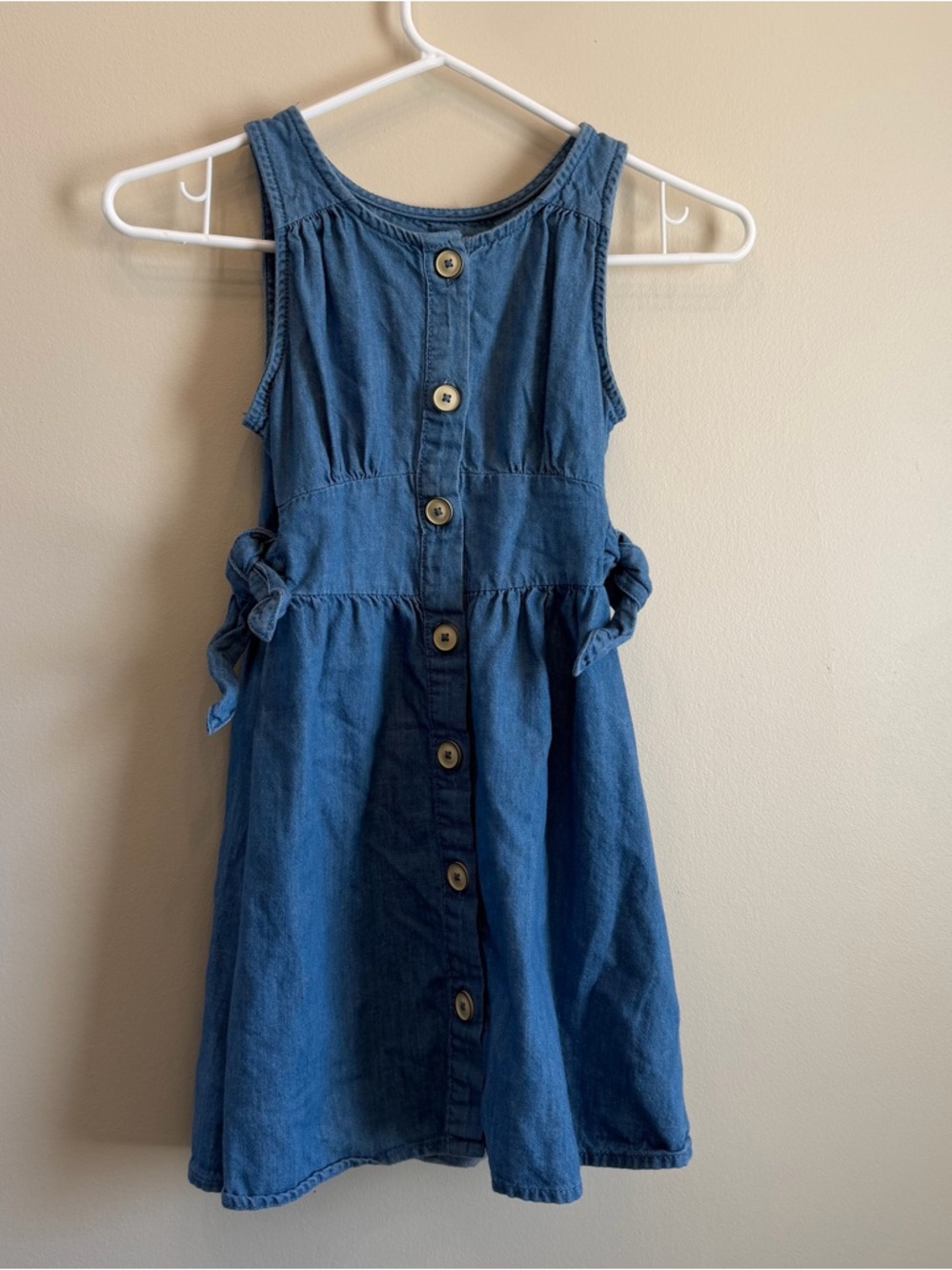 Zara kids girls sz 8 chambray denim dress sleeveless ties EXCELLENT condition